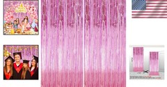 Metallic Foil Fringe Tinsel Curtains – 2 Pack 3.28 x 6.56 ft Party Backdrop