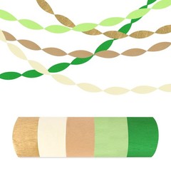 5 Rolls Green & Gold Crepe Streamers, Crepe Craft for Wedding Baby Shower Bri…