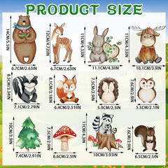 12 Pcs Wooden Animal Cutout Shapes Forest Painted Woodland Decorations Animals W