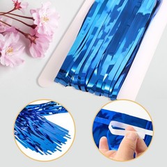 20 PCS Navy Blue Foil Fringe Curtain Backdrop 3.2×8.2 Ft Metallic Tinsel Dec