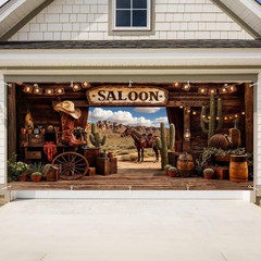 Valentine’S Day Western Saloon Garage Door Banner 7X16 Ft – Waterproof Cowboy Ba