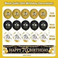 70th Birthday Decorations for Men Women Black and Gold Black Gold Birthday Ya…