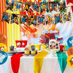 Cartoon Anime Party Supplies – Decorations Include Happy Birthday Banner, Cake T