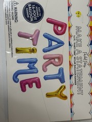 Party Time Foil Balloon Banner 16ft – Colorful Letter Balloons for Birthday