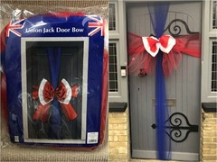 UNION JACK DOOR BOW Red White & Blue Mesh Ribbons & Organza Satin Bow BNIP £15