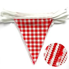 32Ft Red Party Decorations Red Plaid Checkered White Triangle Flag Gingham Pe…