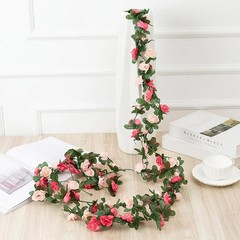 2Pcs 16.4Ft Flower Garland Artificial Rose Vines for Bedroom, Cute Fake Hanging