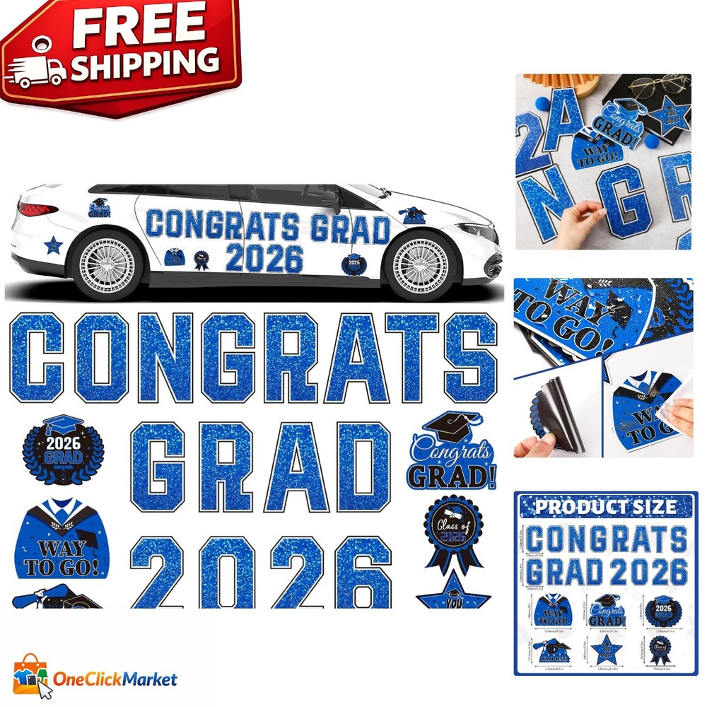 Durable Graduation Car Decorations – 22 Magnets for Class of 2026 Celebrations