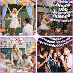 Giant Friendship Bracelet Banner DIY Customizable Birthday Garland with Foam Cir