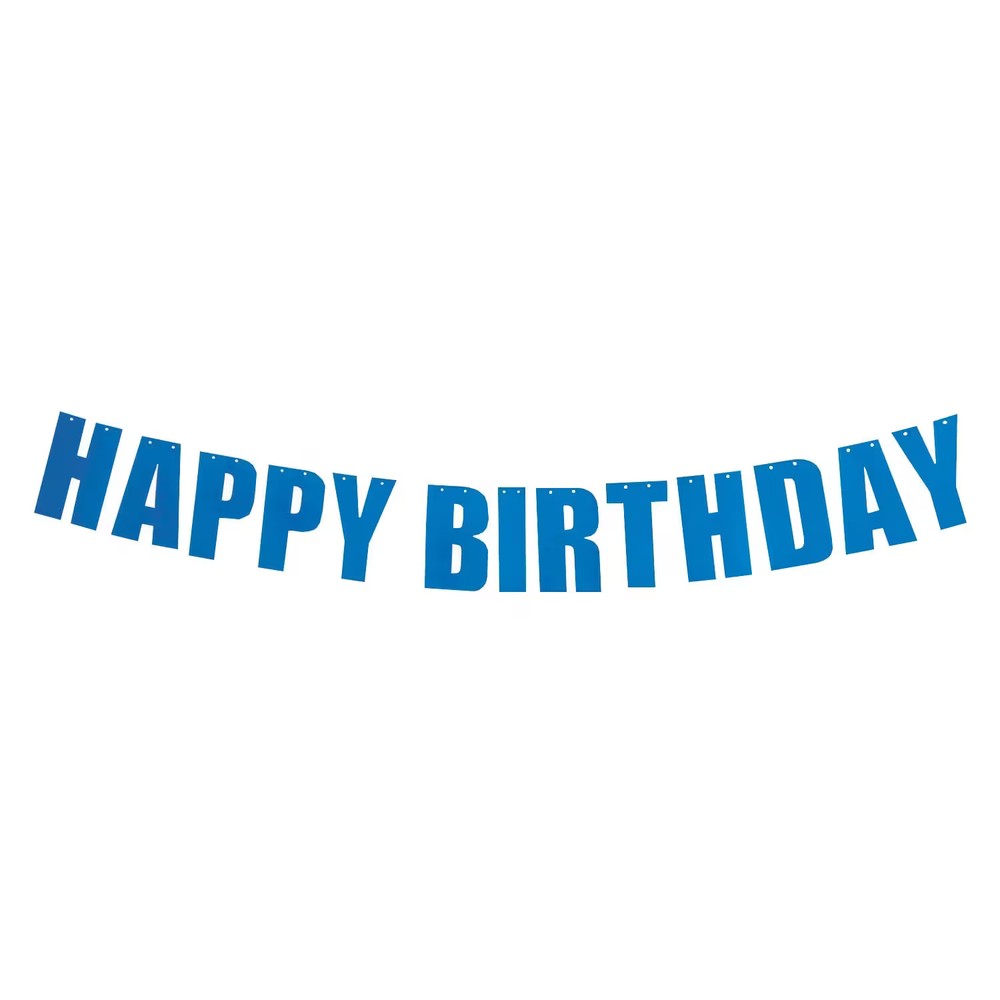 Fun Express 7 ft. Royal Blue Happy Birthday Ready-to-Hang Garland Decoration