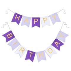 Purple Happy birthday banner Hanging Backdrop Sign with Gold Letters, Happy …
