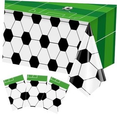 3 Pcs Table Cloth 54 x 108 Inches Disposable Plastic Rectangular Soccer