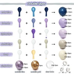 Navy Blue Purple Balloon Arch Double Dark Blue Pastel Lavender White Sand Ivo…