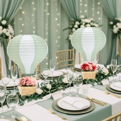 8 Sets Sage Green Hot Balloons Decorations Baby Shower Table Centerpieces 11….