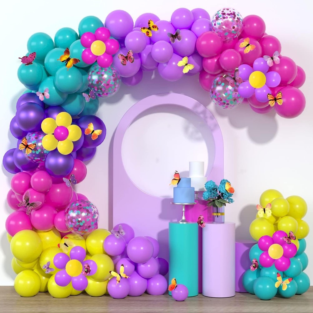 Magic Balloon Garland Purple Blue Rose Red Yellow Balloons Confetti Balloon A…