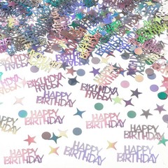 3000 PCS Iridescent Happy Birthday Confetti Metallic Foil Cake Table Scatter