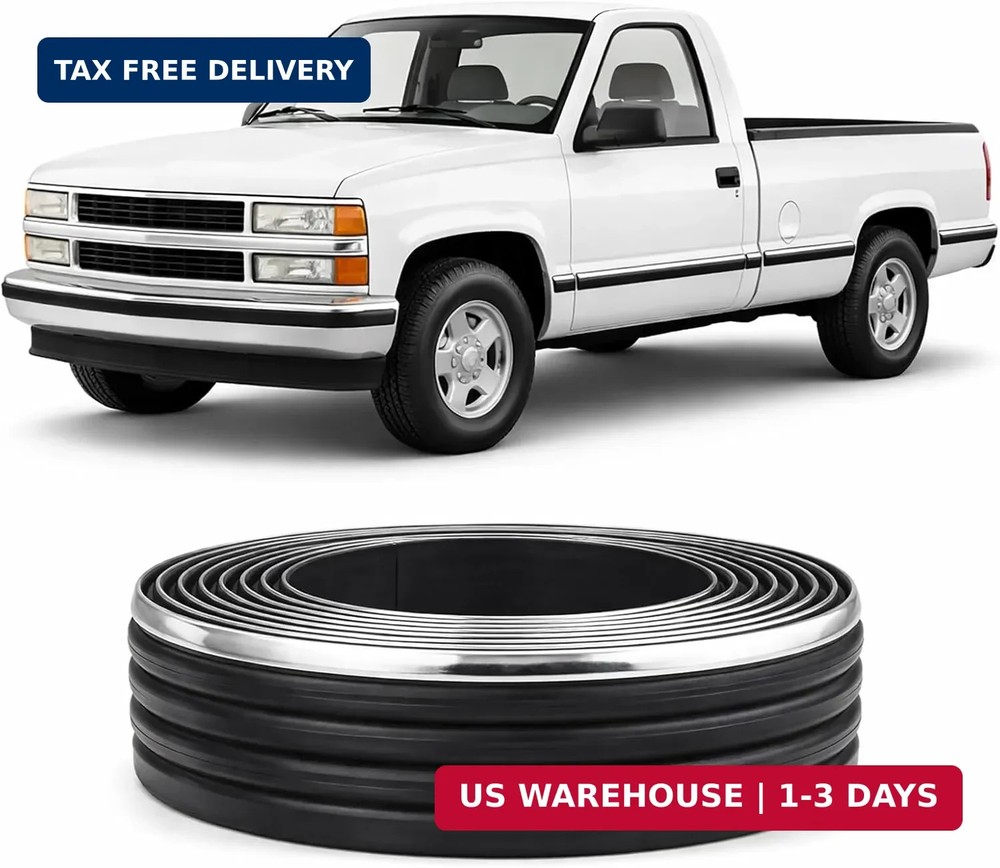 Chrome Body Side Molding Replacement Automotive Trim Kit : 2.5″ Tape-On Molding