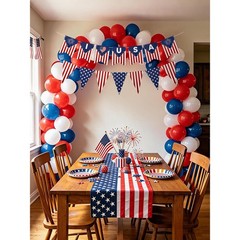 Independence Day Bunting Banner 1 Pack Red White Blue Triangle Flag Garland P…