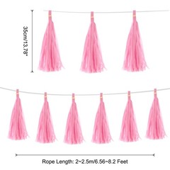15 Pcs Pink Tassel Garland Banner Rope