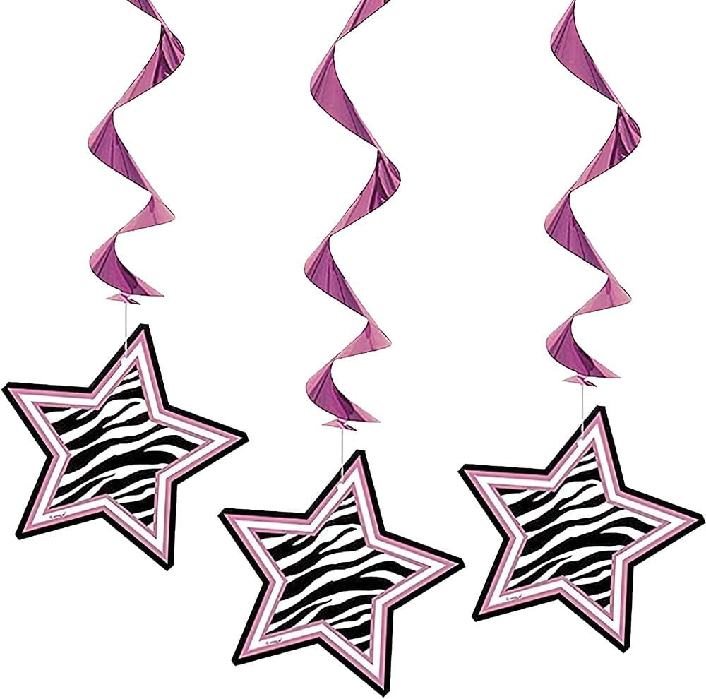 Zebra Passion Pink Hanging Swirl Hanging Decorations (26″, 3Ct) – Eye-Catching P