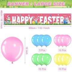 36 Pcs Happy Easter Banner and Balloons Decorations Set Large Fabric Happy Ea…
