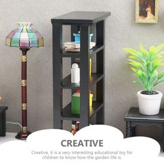 Toyvian Dollhouse Mini Bookshelf Model Miniature Display Bookcase Mini House …
