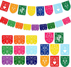 2 Pieces Mexican Party Decorations Papel Picado Banners, Felt Day of the Dead Co
