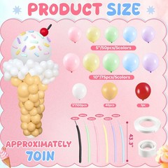 330 Pcs Ice Cream Party Decorations Ice Cream Balloon Garland Kit Pastel Ball…