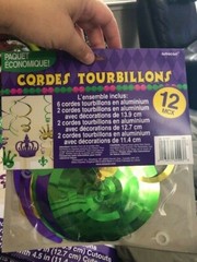Mardi Gras Foil Swirl 12 pc Value Pack Hanging Decorations Purple Green Gold