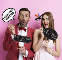 Funny Birthday Photo Booth Props – 47 Pieces – Funny Birthday Party Supplies for