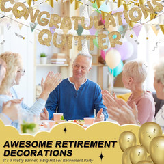 Pre Strung Congratulations Quitter Glitter Banner Funny Retirement Banner Gradua
