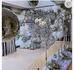 30 pieces Silver Sequin Party Backdrop Panel, Plastic Shimmer Wall Decoration