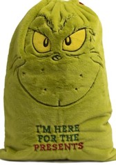 Christmas THE GRINCH Santa Present Sack Bag ‘Here For the Presents’ Dr Seuss