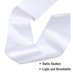 12 PCS White Blank Satin Sashes Plain Party Accessory DIY Graduation Wedding