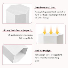 3Pcs Hexagonal Pedestal Stands Cake Dessert Table Pillar for Wedding Party Decor