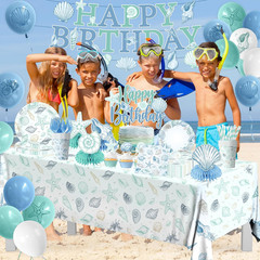 Seashell Birthday Decorations 190Pcs Ocean Beach Party Supplies Set for 24 Guest