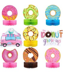 9 Pcs Donut Grow Up Honeycomb Centerpieces for Donut Birthday Party Decoratio…