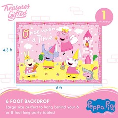 Treasures Gifted Princess Peppa Pig Birthday Party Backdrop, 6ft x4.2ft