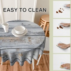 Farmhouse Table Cloth Wood Grain Tablecloths Grey White Round Tablecloth Wipe…