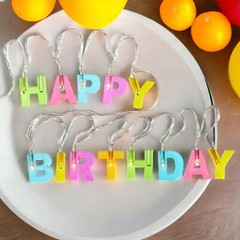 Happy Birthday LED Lights Colourful Multi-Coloured LED Battery Birthday Decor