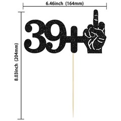 1Pc 39+1 Black Glitter Cake Topper 40th Birthday Party Cake Decorations for F…