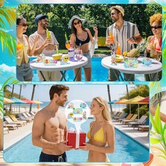 6 Pcs Hello Summer Table Decoration Set Sweet Summer Wooden Table Centerpiece…