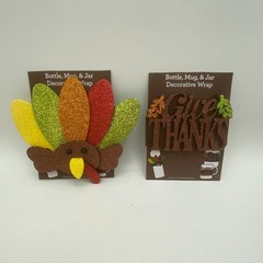 Thanksgiving Decor Glitter Holiday Wraps Bottle Jar Mug Candle Set 2 Wraps