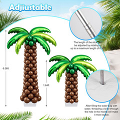 132 Pcs Palm Tree Balloon Column Stand Kit 6.5 Ft with Leaves & Coconut Balloons