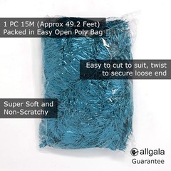 Allgala Turquoise Tinsel Garland, 50 Feet Christmas Metallic Foil Tinsel Garland