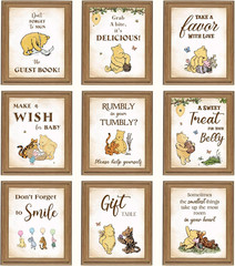 Classic Pooh Bear Baby Shower Decorations – 9 Winnie Table Signs Decor, Vinta…
