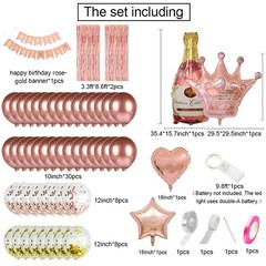 Rose Gold Birthday Decorations for Women with Happy Bithday Banner, Curtains,…