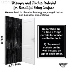 KatchOn XtraLarge Black Streamers – 3.2×8 Feet, Pack of 2 | Fringe Backdrop …