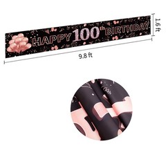 Pimvimcim Happy 100th Birthday Banner 1 Count (Pack of 1), Rose Gold