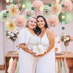 Boho Pastel Bridal Shower Decorations in Dusty Pink and Sage Green